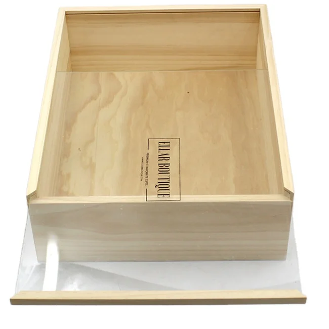 Custom wooden gift boxes with clear sliding lid box