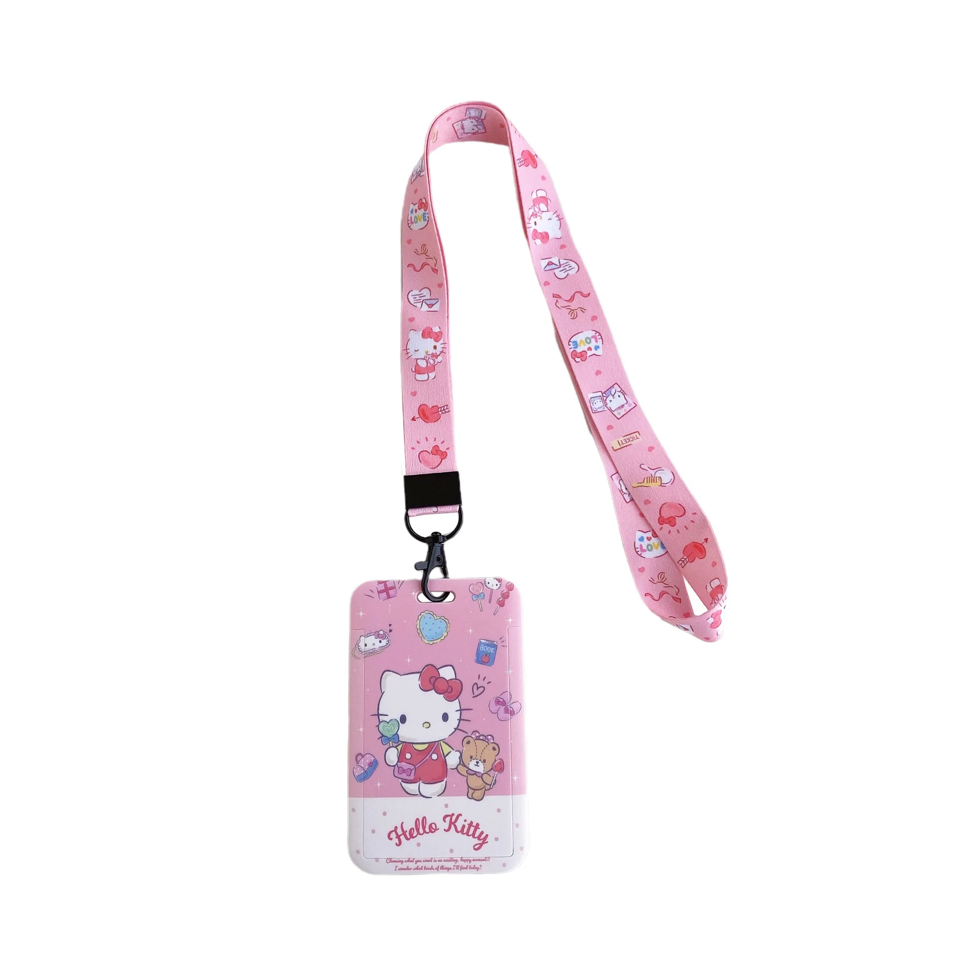 Lovely Cartoon Hello Kitty Pochacco My Melody kuromi Card Holder with Lanyards ID Badge Plastic Card Cover Wholesale Lanyard