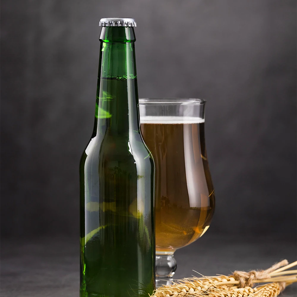 Factory low price high quality beer bottle glass bottle with lid