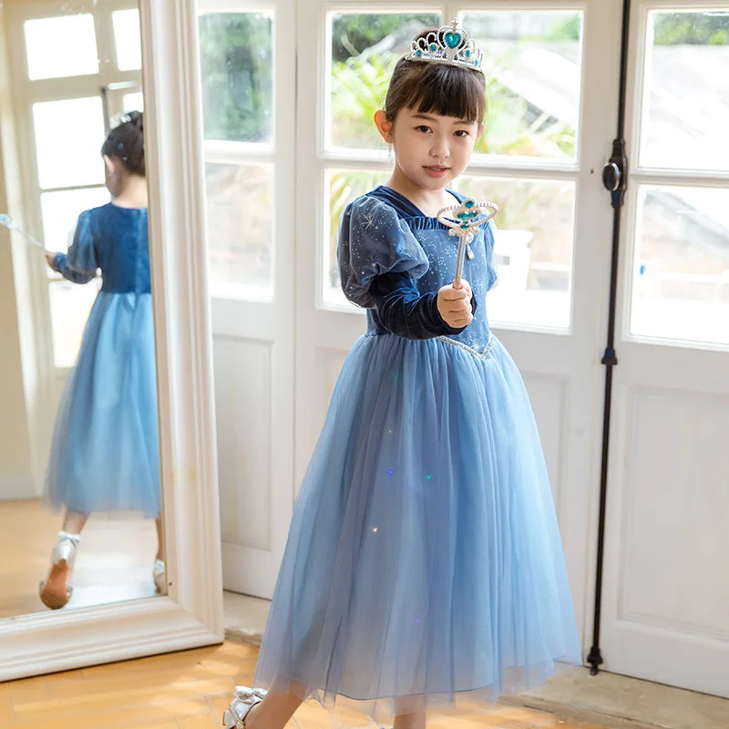 Floral Girls Princess Party Dresses For 3-12 Years Puffy Tulle Trailing Xmas Elegant Children Clothing Birthday Wedding Gown