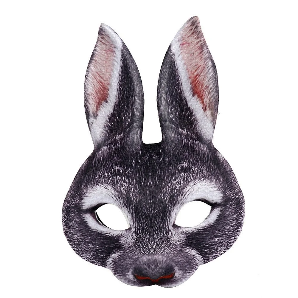 New Trending Customized Halloween Animal Half Face Rabbit Fox Mask Realistic Forest Animal Cosplay Easter Bunny Masks Mascara