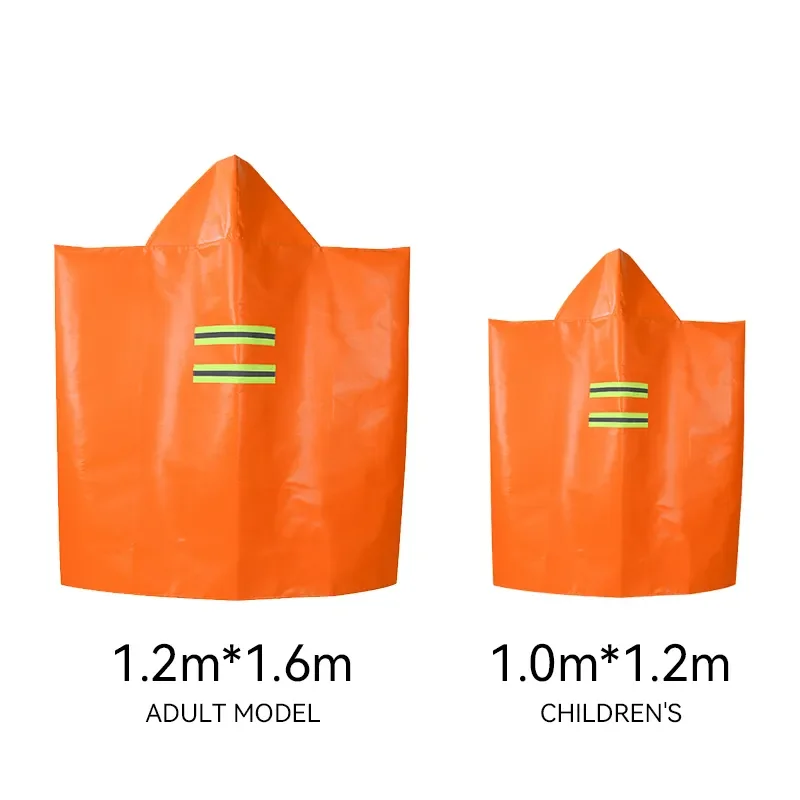 Adult size 1.6 * 1.2m fiberglass emergency escape fireproof cloak with reflective stripes