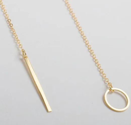 Custom Stainless Steel Circular Necklace Engraved Bar Drop Lariat Long Layered Necklace
