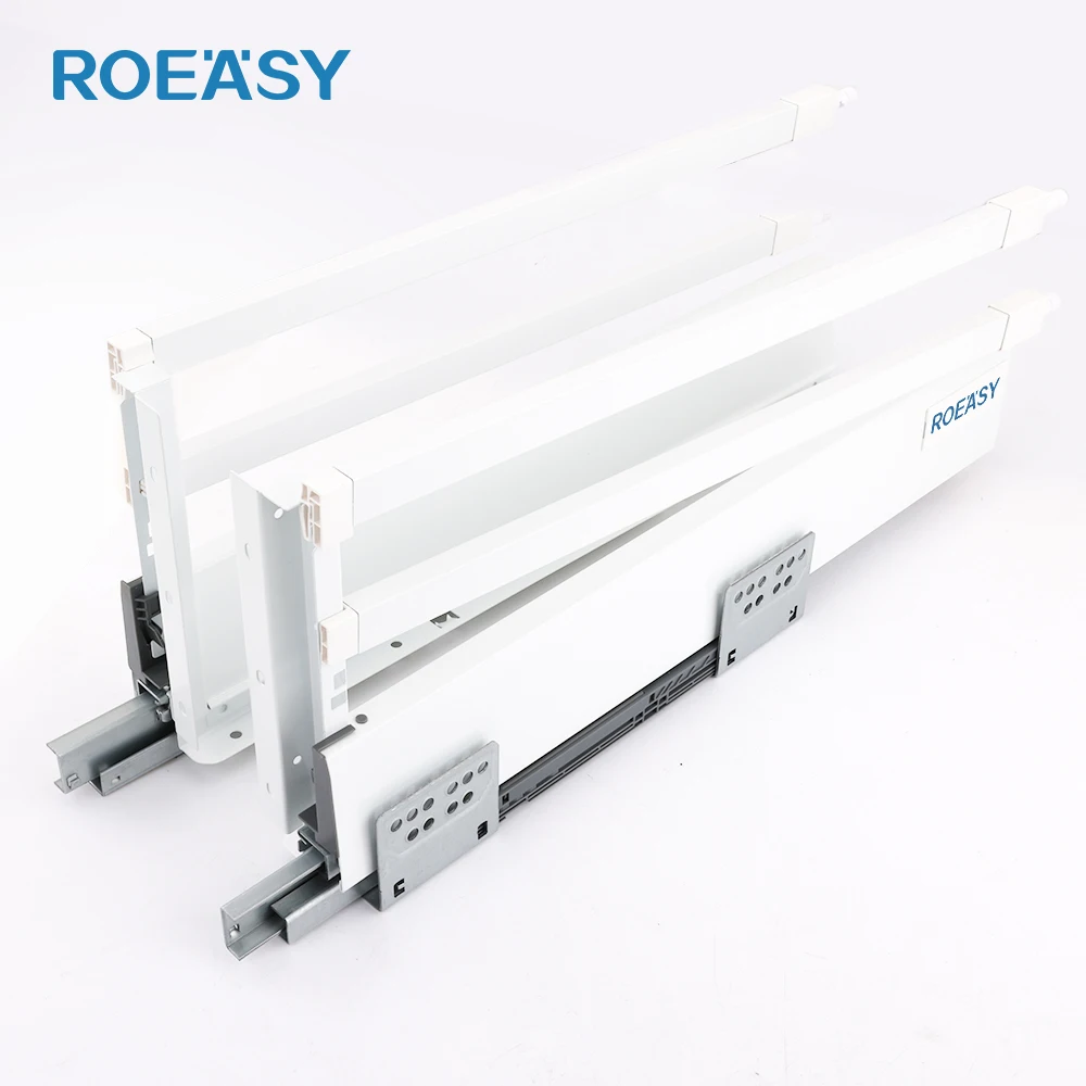 Roeasy Kitchen Drawer Runner System Two Square Bar White Metal Slim Box Drawer Slide Drawer Box