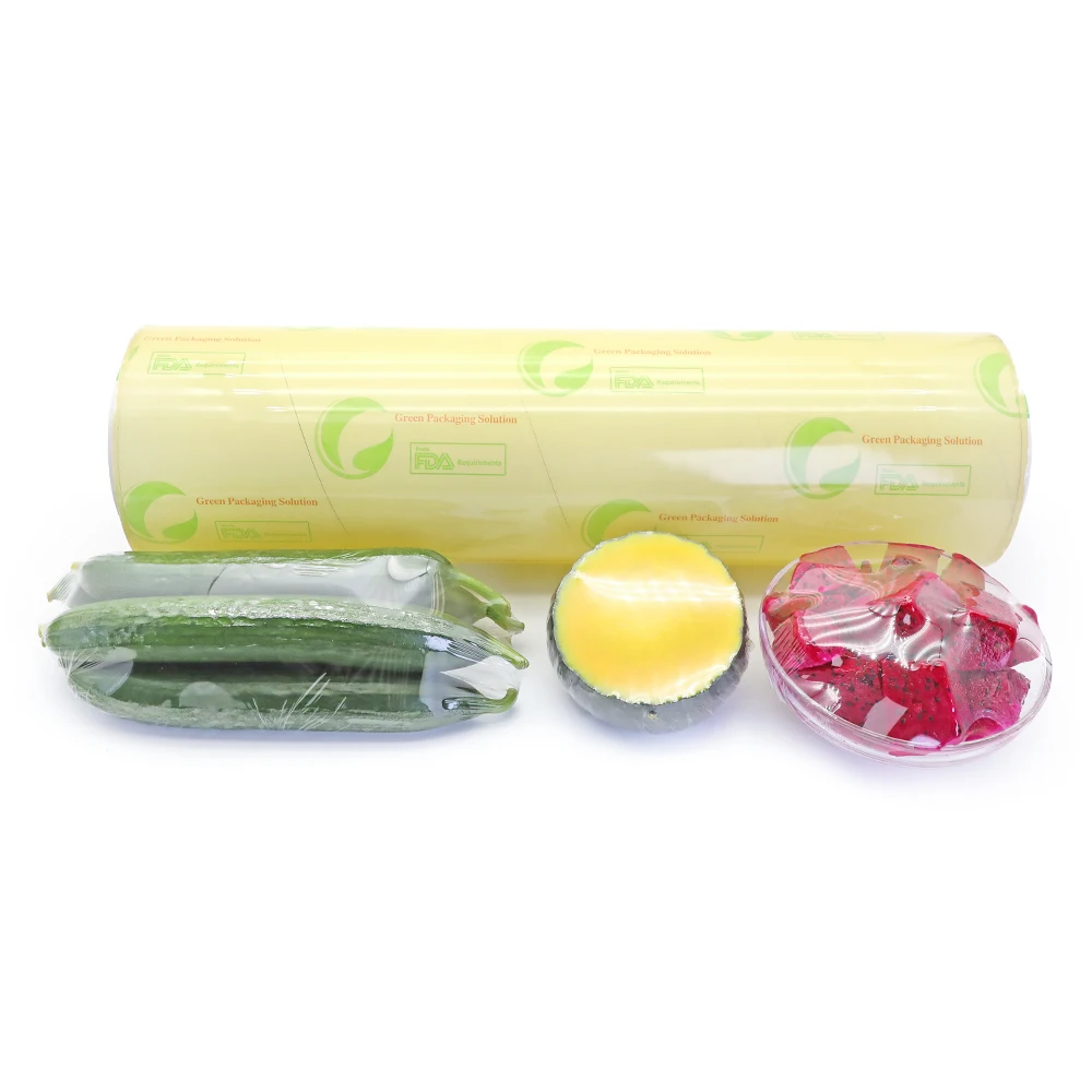 High clarity PVC green packing cling film roll for supermarket/household