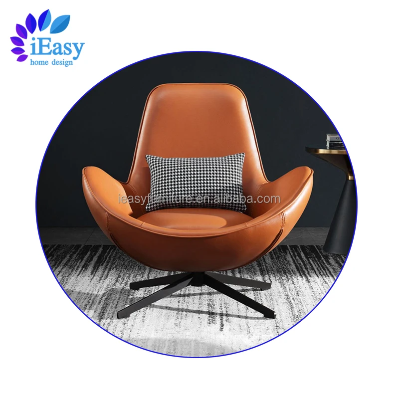Роскошная оранжевая мебель iEasy оптовая продажа современный вращающийся стул для яиц из искусственной кожи с ножками нержавеющей стали домашнее кресло отдыха