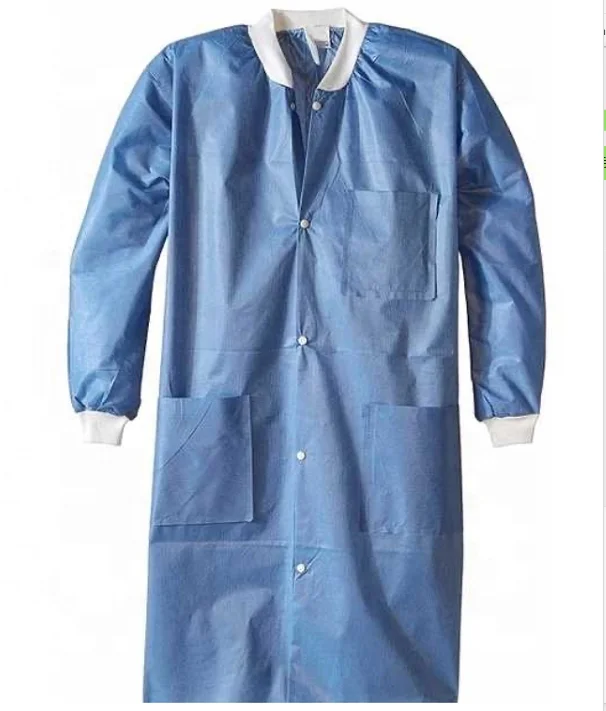 
Non-sterile SMS disposable non woven medical isolation gown lab coat uniform GB18401-2010 Class B 