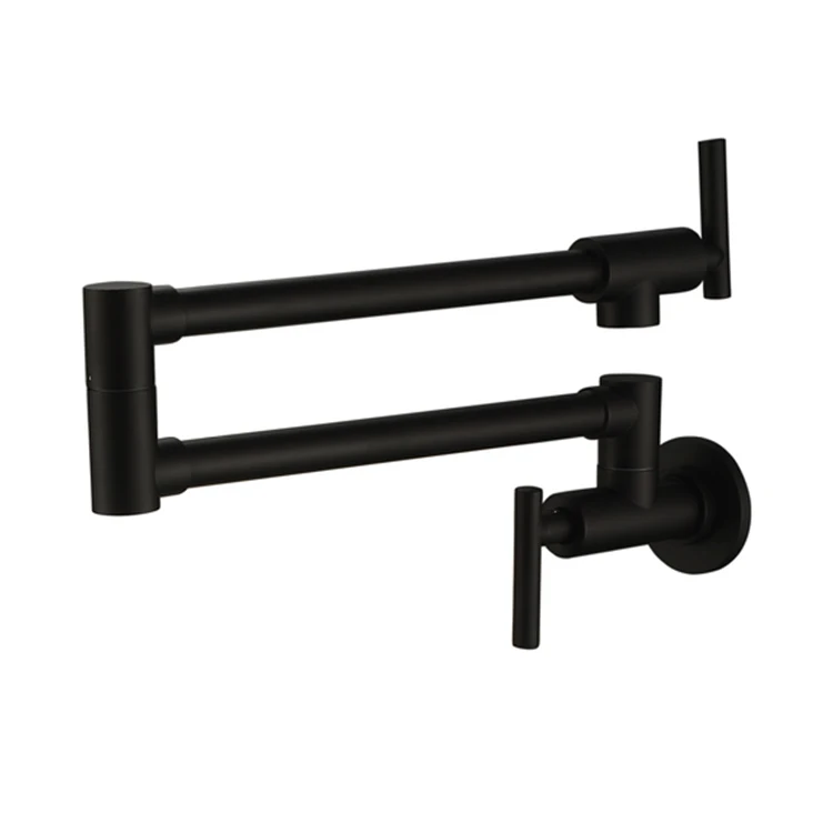 New launched products Folding Stretchable Pot Filler Double Joint Swing Arm Wall Mount black kitchen faucet water filter