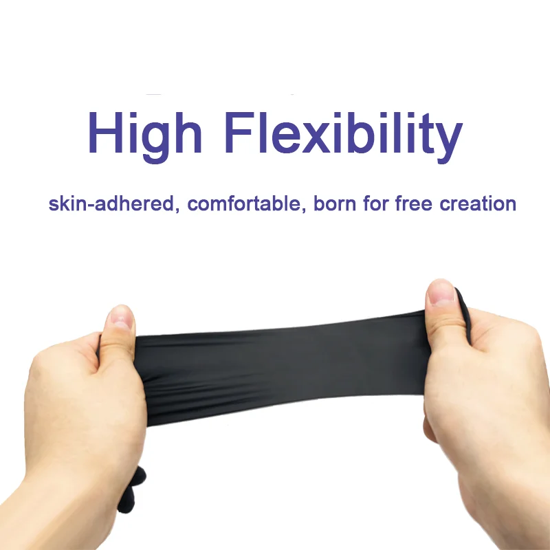 InkArt 100pcs/Box Nitrile Disposable Gloves Powder Free Tattoo PMU SMP Black Tattoo Glove