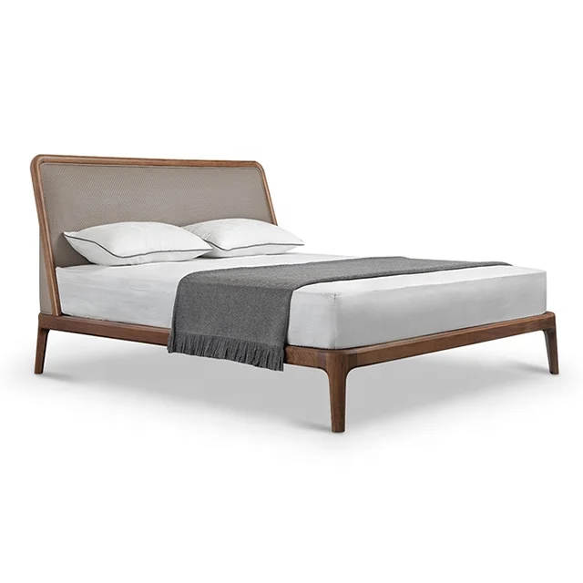 
Modern Design Double Size Wooden Bed With PU Leather Headboard for Bedroom Furniture 