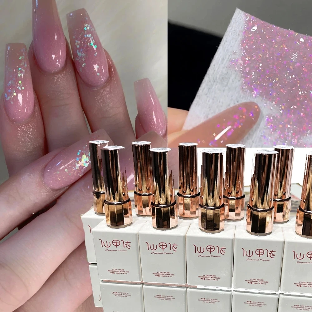 15ml Aurora Mermaid Sparkly Gel Nail Polish Glitter Iridescence Soak Off UV Gel Semi-permanent Varnish DIY Manicure Gel Polish