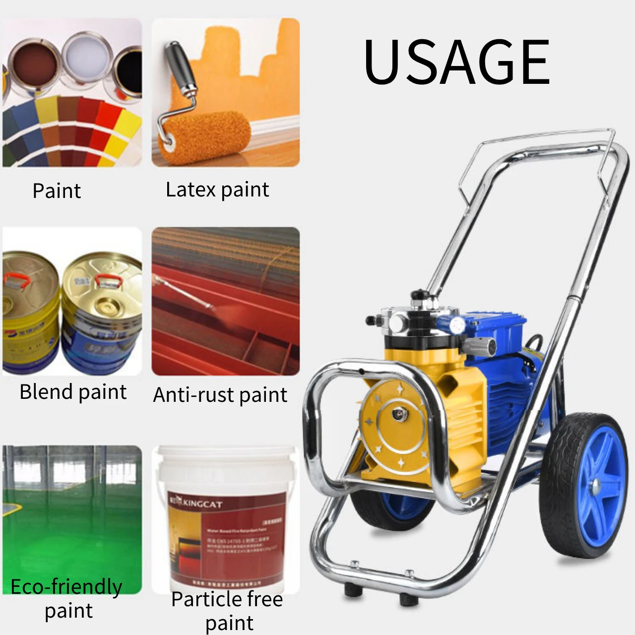 4800W Airless Paint Sprayer Tools High Pressure Gun Professional for Industrial Wall Floor Paint, 35L Capacity, 220V 45Kg