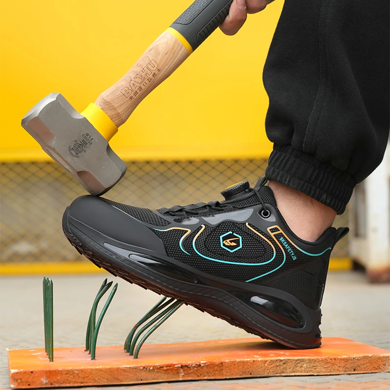 2024 steel toe shoes water resistant leather safety boots lightweight TPU outsole work boots