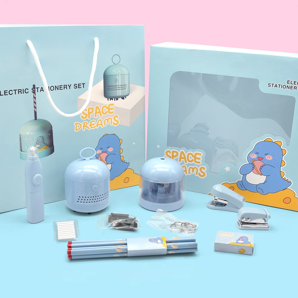 HUIRONG Factory Wholesale Custom Logo Automatic Electric Pencil Sharpener Kawaii Children Back To School Stationary Gift Set