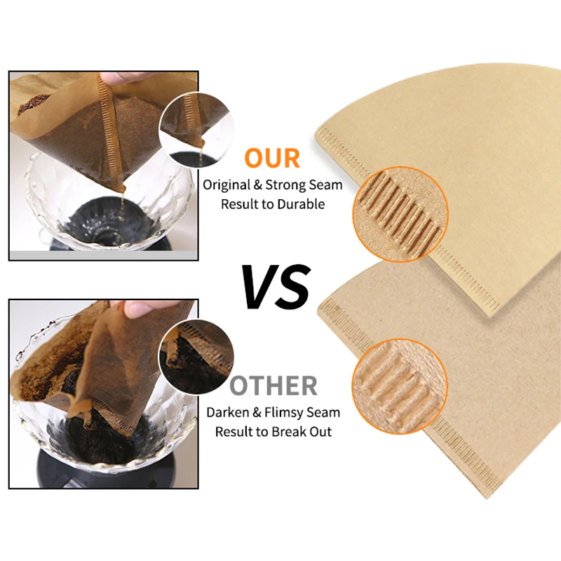 portable v60 unbleached paper coffee filters natural 100 paper set