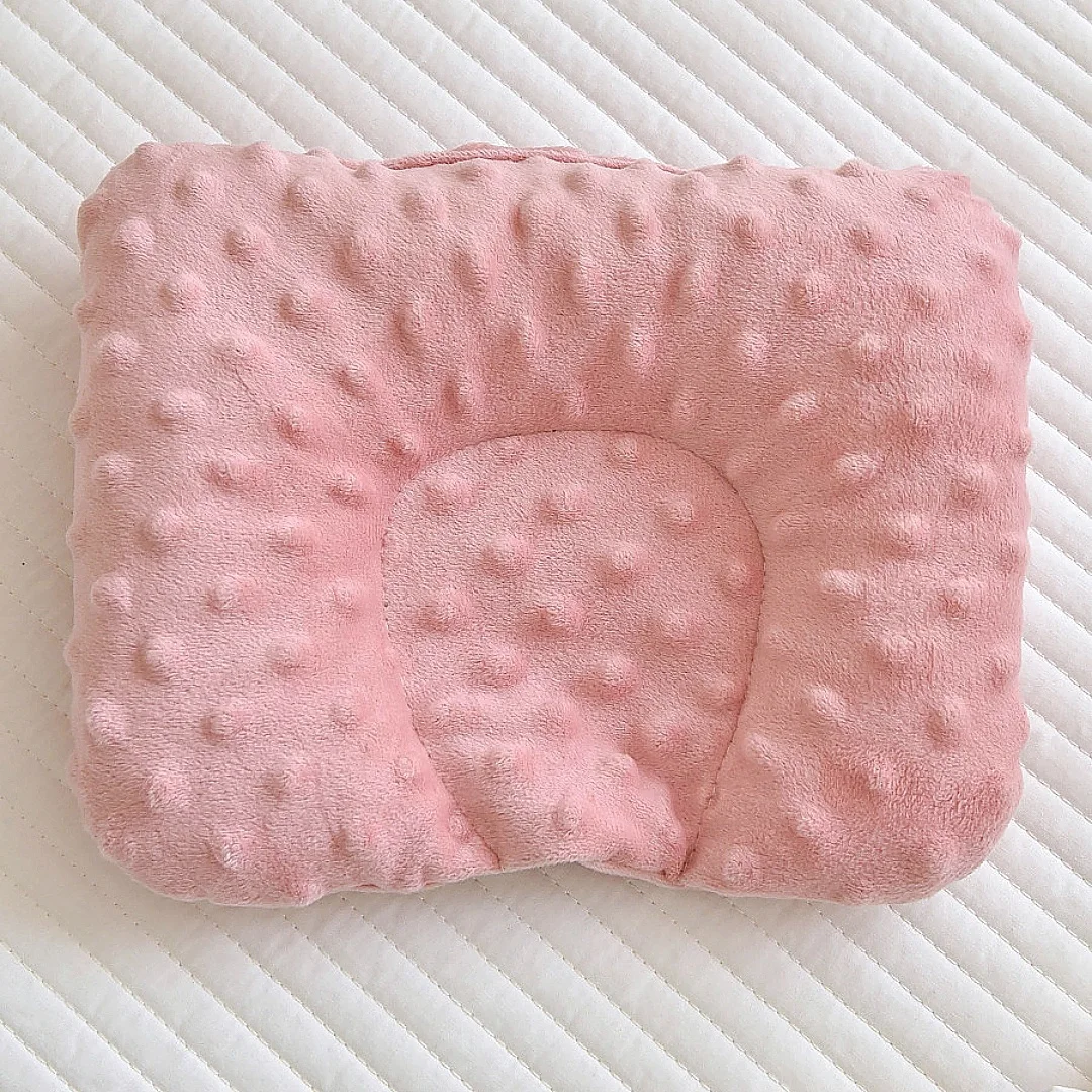 Baby Pillow for Sleeping Soothing Raised Dots Velvet Fabric Solid Color-G Soft Flat Thin Toddler Pillow