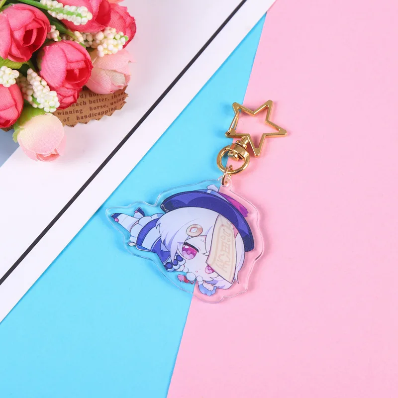 2022 New Cartoon Anime Acrylic Keychain Wholesale Transparent Double Layer genshin impact keychain