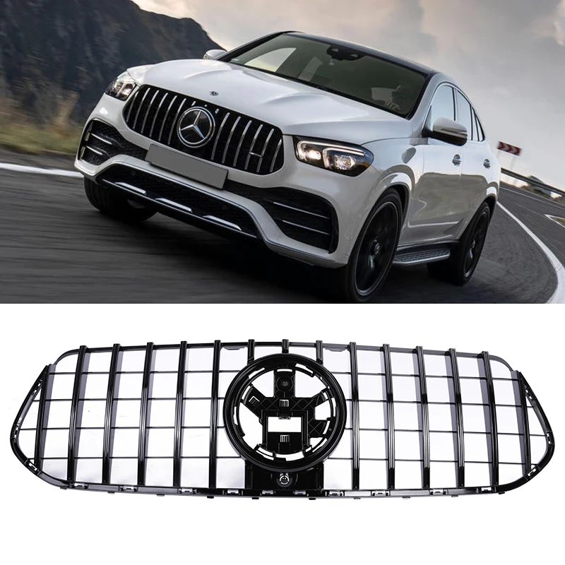 Front Bumper Panamericana GT Grille Sport Style For Mercedes Benz GLE Class W167 300d 350 450 2020 2021 2022 Black Silver