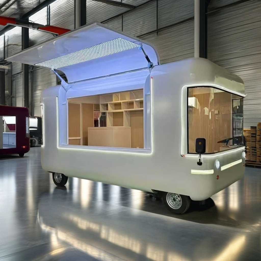 Multifunctional Mobile Coffee Fast Food Trailer Airstream Mobile Hot Dog Pizza BBQ Food Trucks With Full Kitchen for Sale