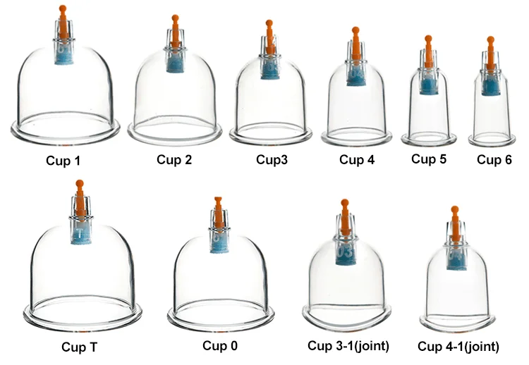 AH Good Quality Hijama Suction Cupping Cups Wholesale B1 to B6 Size PS Material Ventosas Cupping Message Cup For Hijama