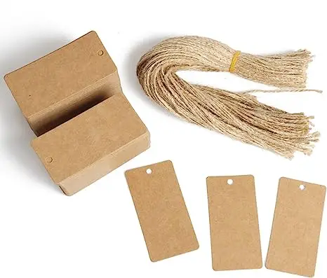 Kraft Paper Tags 100 pcs Heart Kraft Paper Gift Tags Craft Hang Tags with Free 100 Root Natural Jute Twine for Gifts
