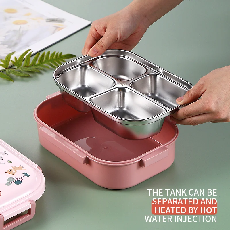 
Bento Lunch Box Storage Box & Bins Stainless Steel Food Container Durable Tiffin Lunch Box Picnic Carrier Basket Four Lock 