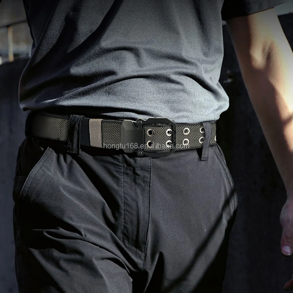 Camouflage Thickening Buckle Quick release Canvas waist Belt Men Nylon Fabric Buckle Combat Tactical Belt