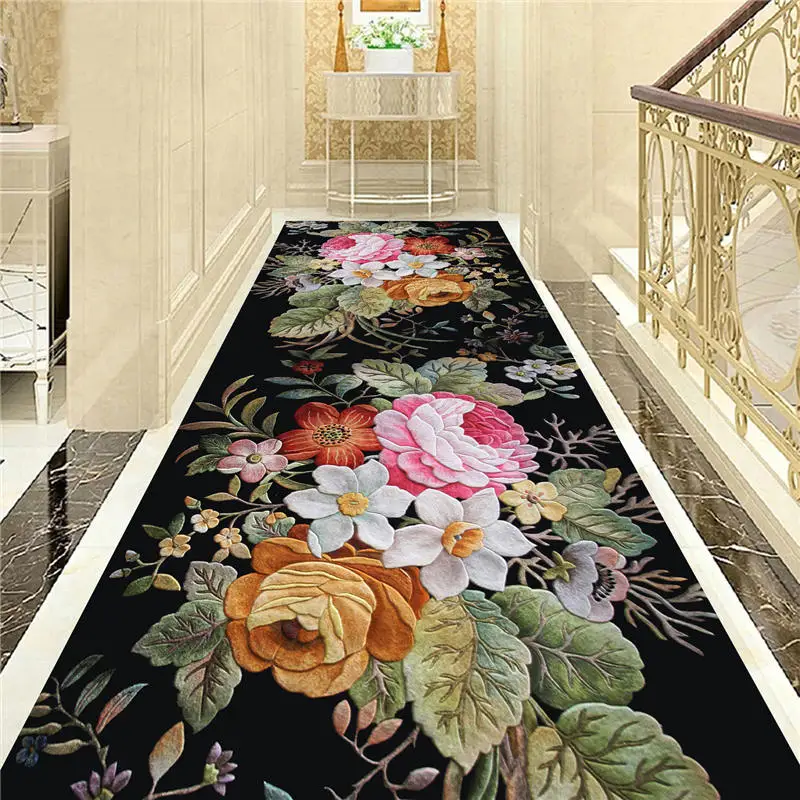 Дешевая стена к стене, Китай (материк) 2d бархат ковер цветочный дизайн ковер корридора