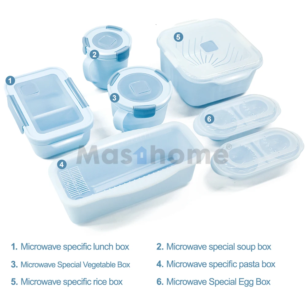 Masthome Office School Plastic Microwaveable Food Container Rice Cooker Microwavable Bowls Lunch Box