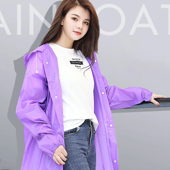 DD1494  Thicken EVA Reusable Raincoat Women Men Fashion Hooded Rain Coat Tourism Travel Rainwear Poncho