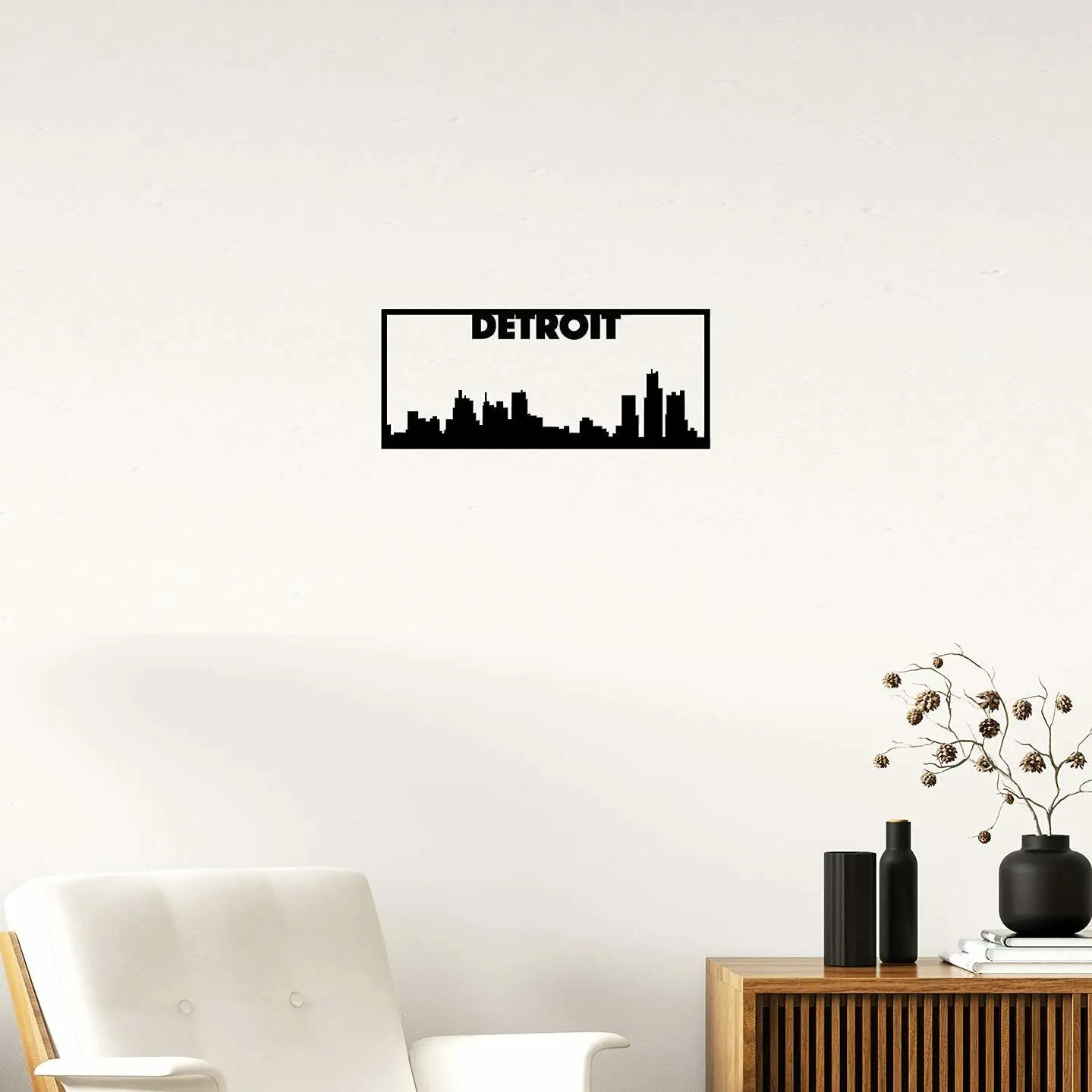 Detroit City Skyline Landscape Home Decor Accent Metal Art Wall Sign