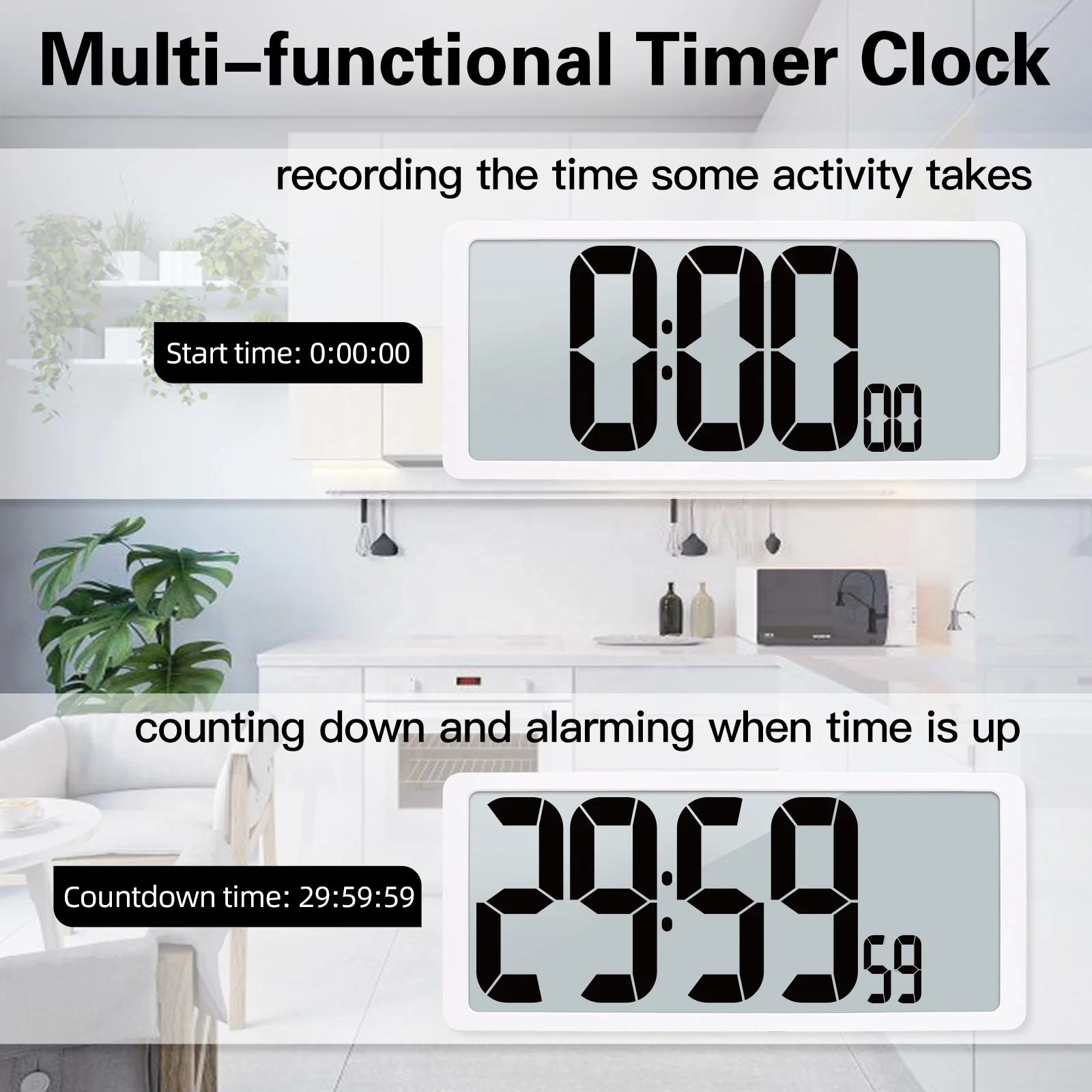16.9-Inch Extra Large Digital LCD Wall Clock with Back Light Alarm Calendar Temperature Countdown Timer for Home Decoration