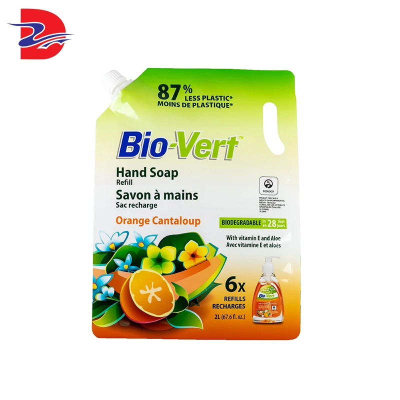 Quality assurance plastic biodegradable liquid ketchup wine chocolate milk packaging pouch bag