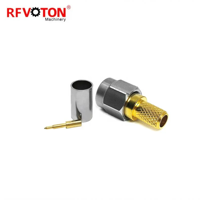 
stainless steel SMA plug male connector for LMR195 LMR200 RG58 RG223 RG400 