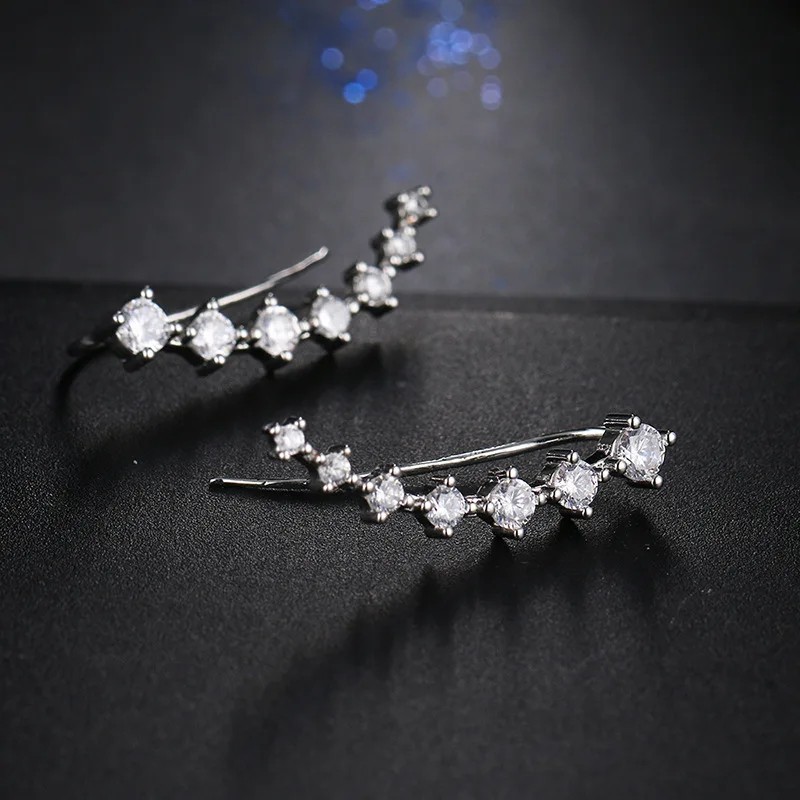 Charming Temperament Ear Hook Silver Earrings Diamond Exquisite Earrings For Women Banquet Jewelry
