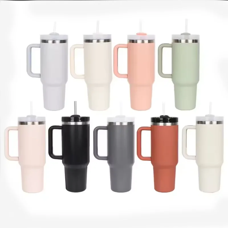 40oz Adventure Insulated Stainless Steel Tumbler with Handle and Lid Reusable Beer Mug Cup