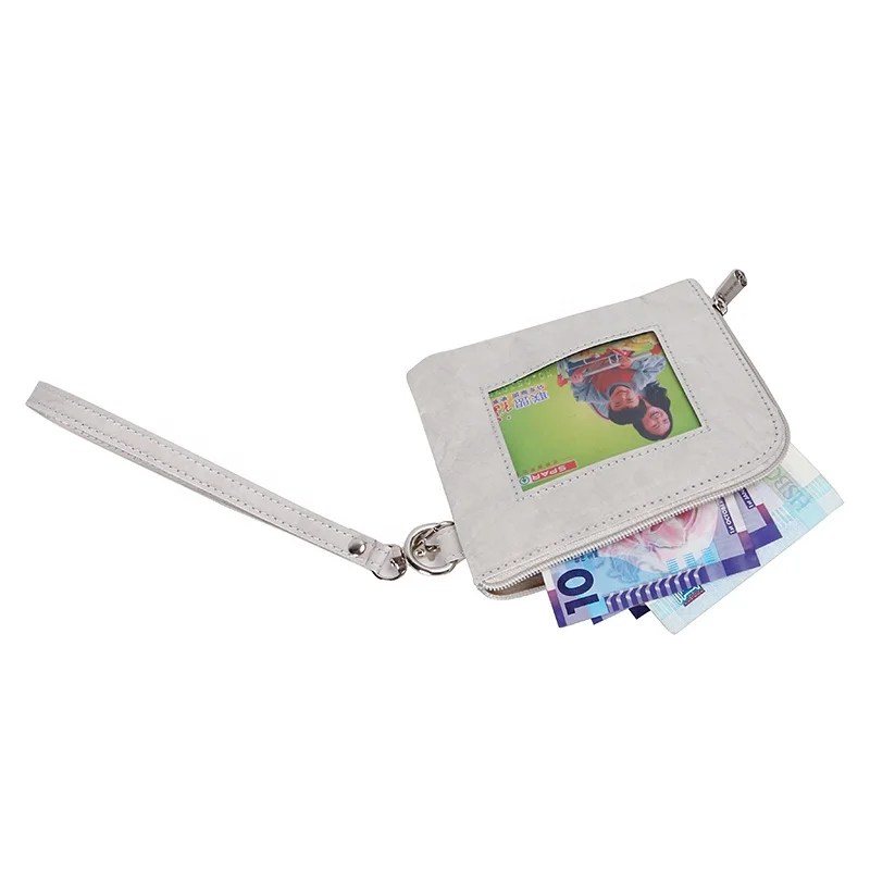 Manufacturer customized  gray  color  card bag  Tyvek  paper  waterproof purse durable bank card bag  lightweight wallet