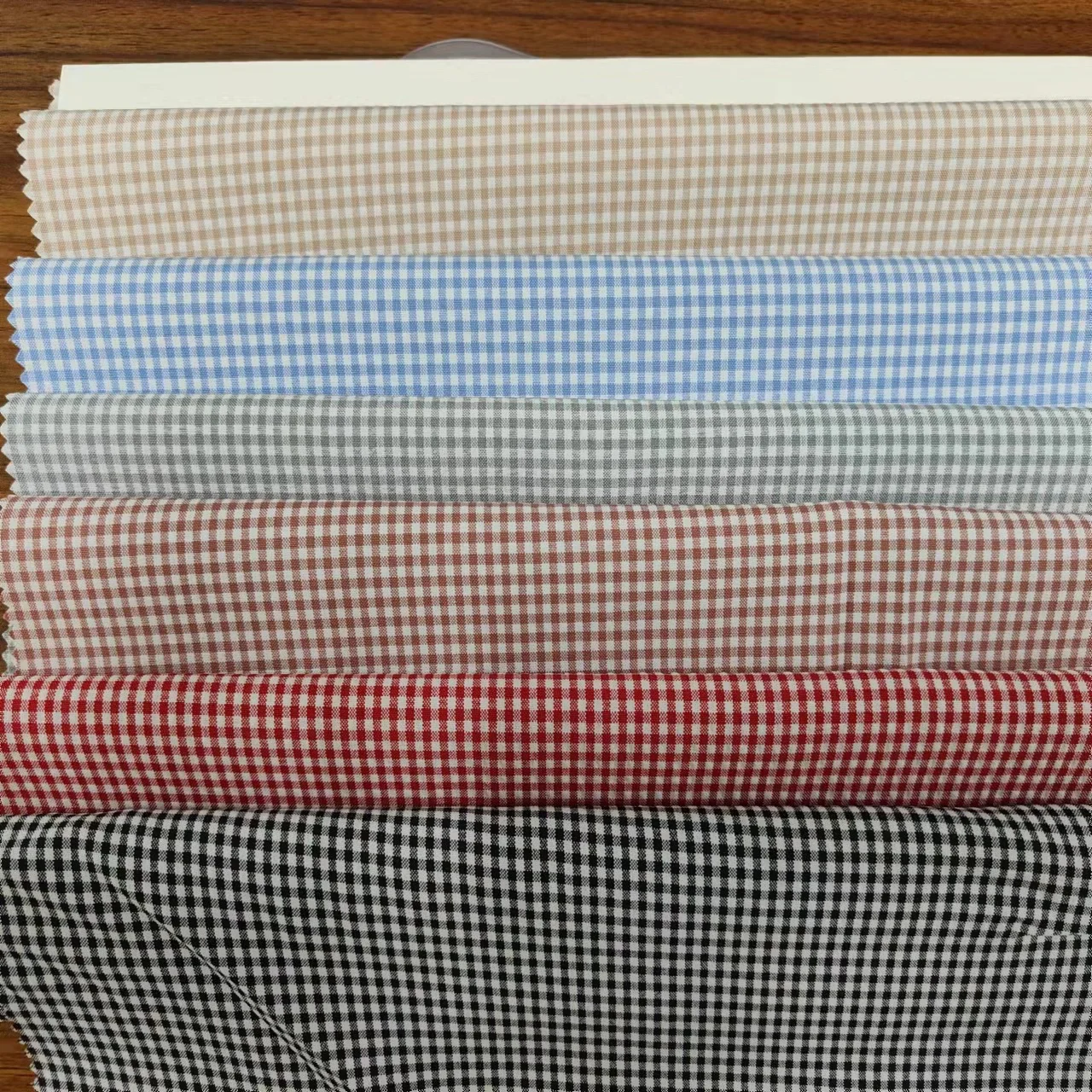 Shaoxing Textile Solid Yarn Dyed POLYESTER/SPANDEX Check Fabric For Dress And Clothing