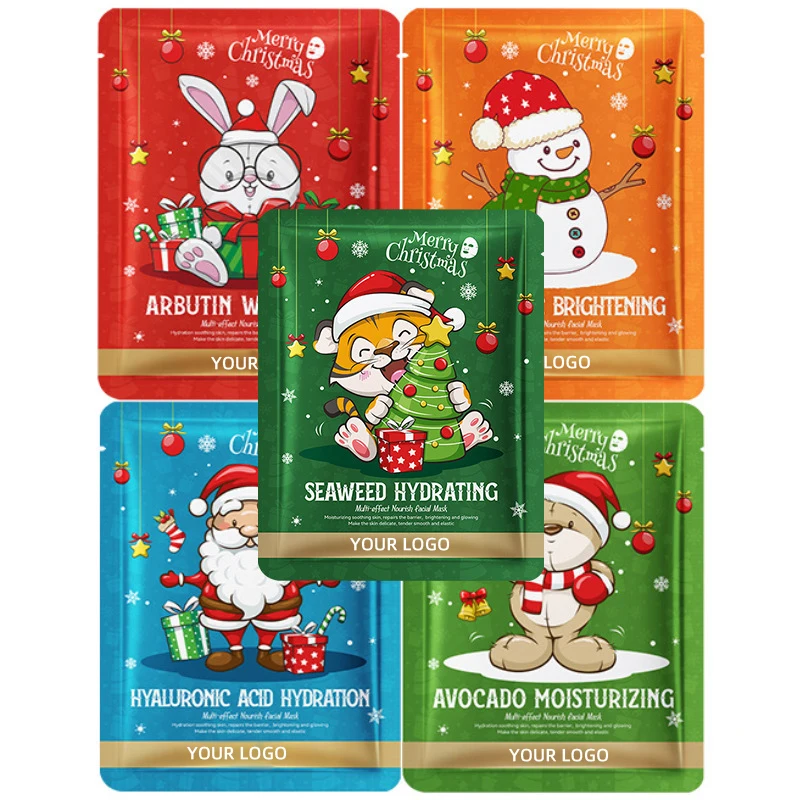 Private Label Christmas Hydrating Facial Mask Soothing Repair Brightening Skin Effects Seaweed Multifunction Nourishing Mask