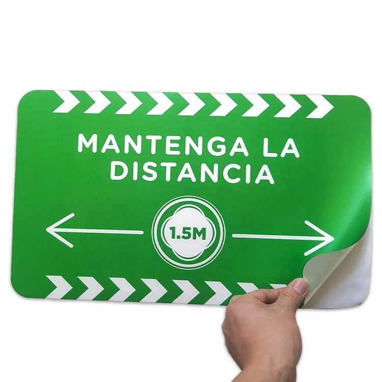 
Custom Printing Waterproof Adhesive Frosted PVC Social Distance Floor Decals Ground Stickers 