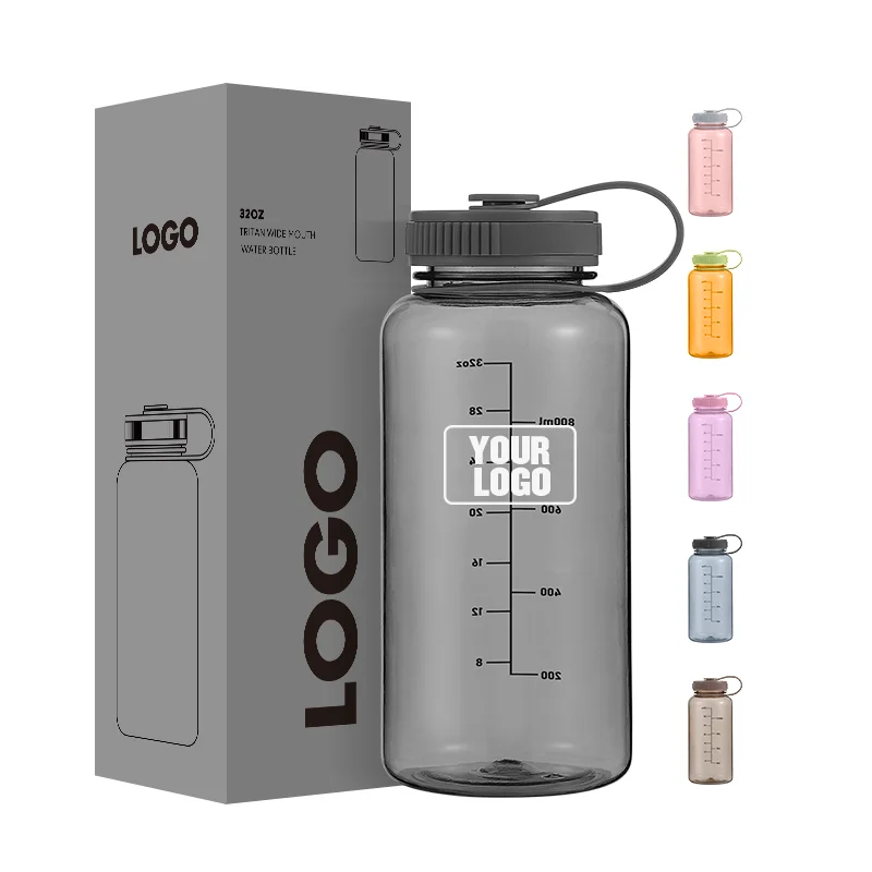 Top Seller Plastic Water Jug Bottle Custom LOGO 1000ml Motivational Tritan 1L Sports Tritan Water Bottle