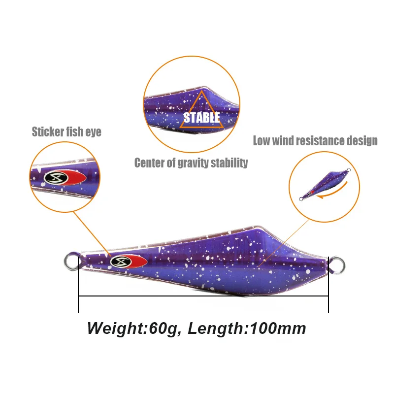 THORFORCE OEM/ODM Epoxy jigs Hard Body 60g/100mm Artificial epixy resin lure Metal Lure Sinking Fishing Lure bait