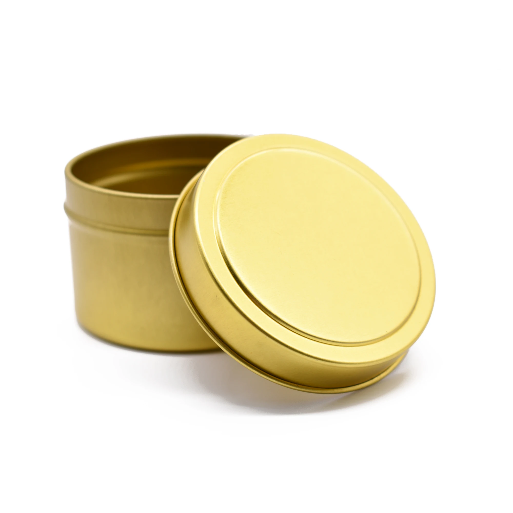 Gold Color Round Metal Tin Can Candle Pack Container With Lid