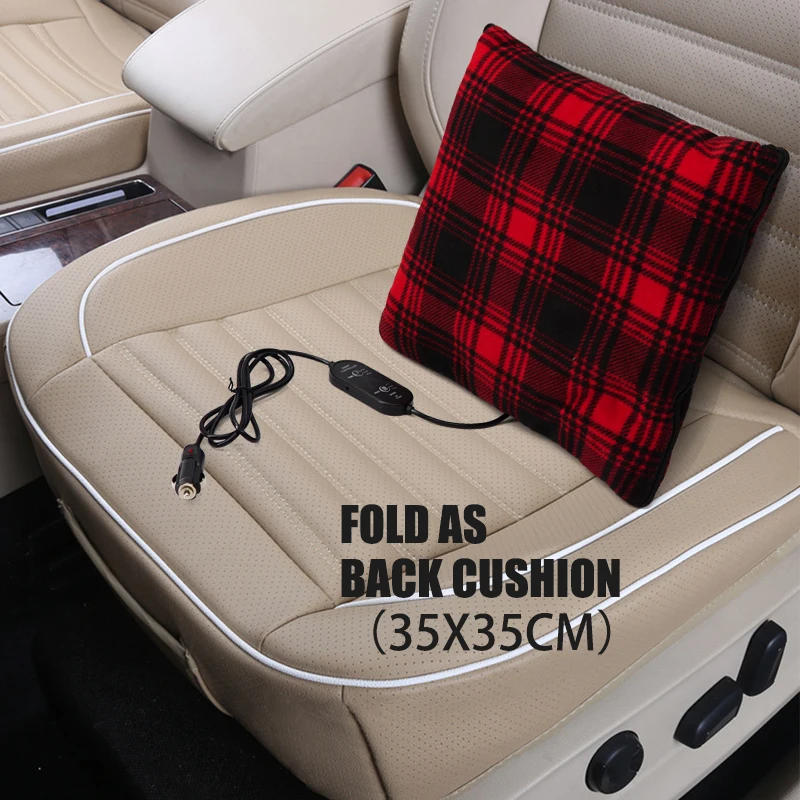 Car Blanket Heated 12V  Electric Travel Blanket Back Cushion For Car and RV For Cold Weather