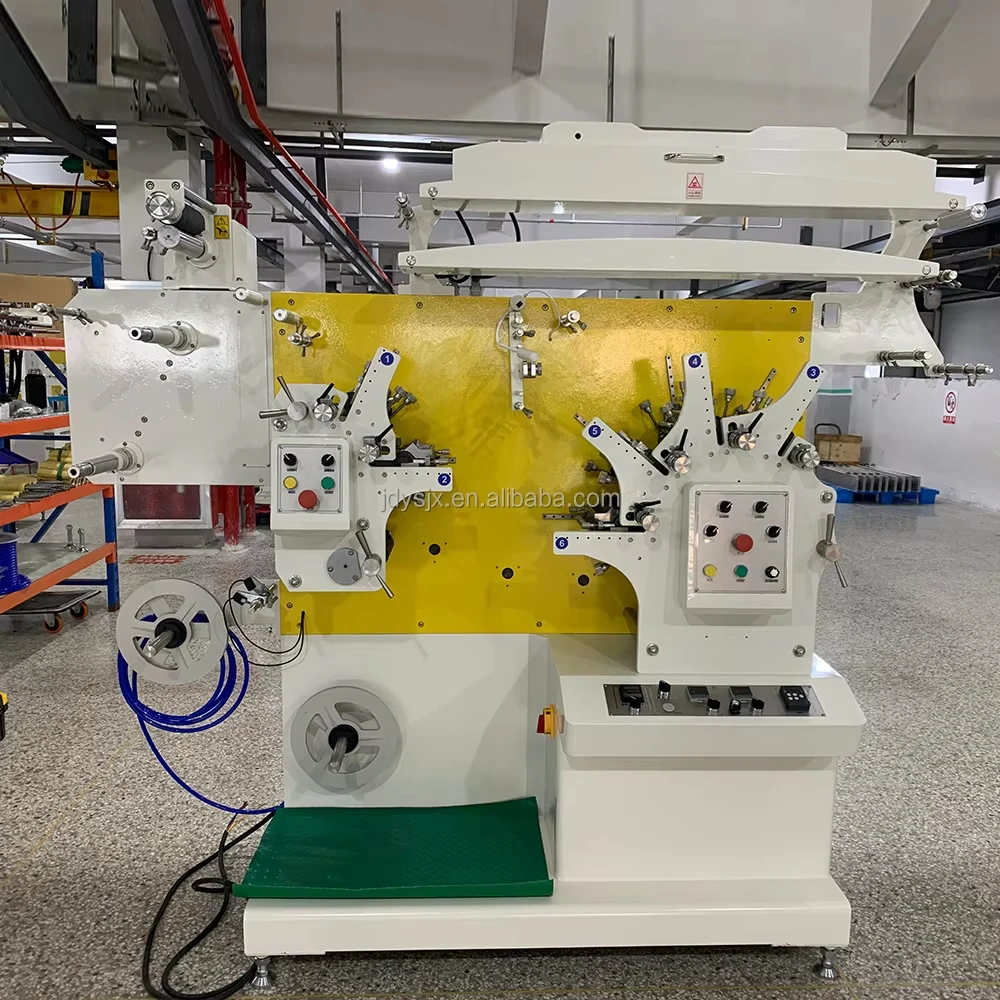 JR-1242 Jingda Brand 4+2 Colors Automatic Roll To Roll Letterpress Label Flexo Printing Machine For Narrow Fabric Label