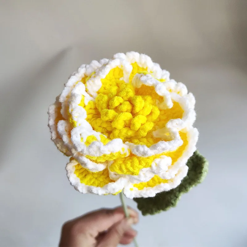 Wool Woven Peony Artificial Flower Multi-Petal Gradually Changing Color for Home Decoration or Christmas Eternal