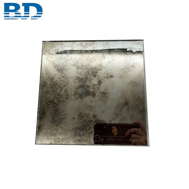 Straight Edge Subway Smoke Antique Mirror Tiles
