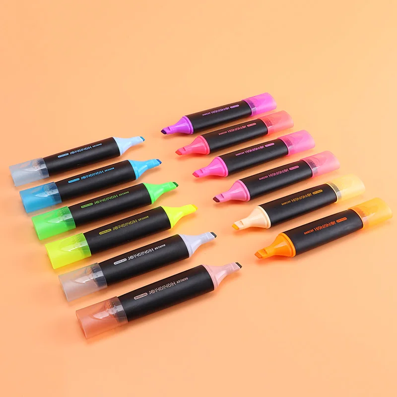 12 colors school highlighter plastic highlighter pen