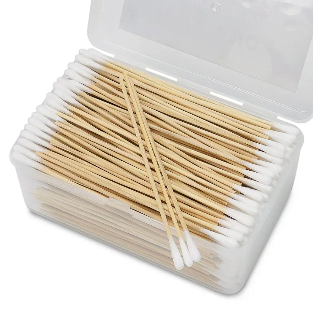 6 Inch Long Single Head Cleaning Bamboo Cotton Swabs Medical Cotton Buds 100 pieces