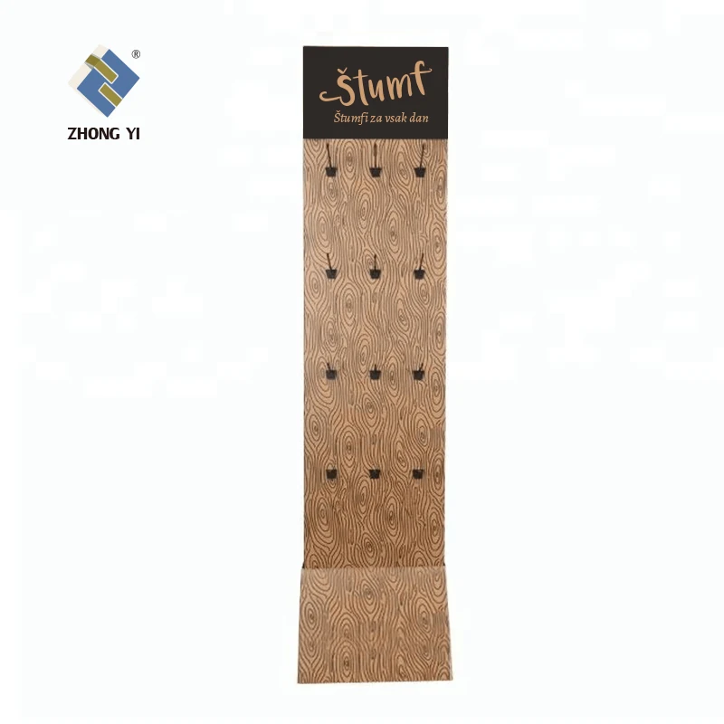 Custom logo printing offset lamination cardboard display with hooks